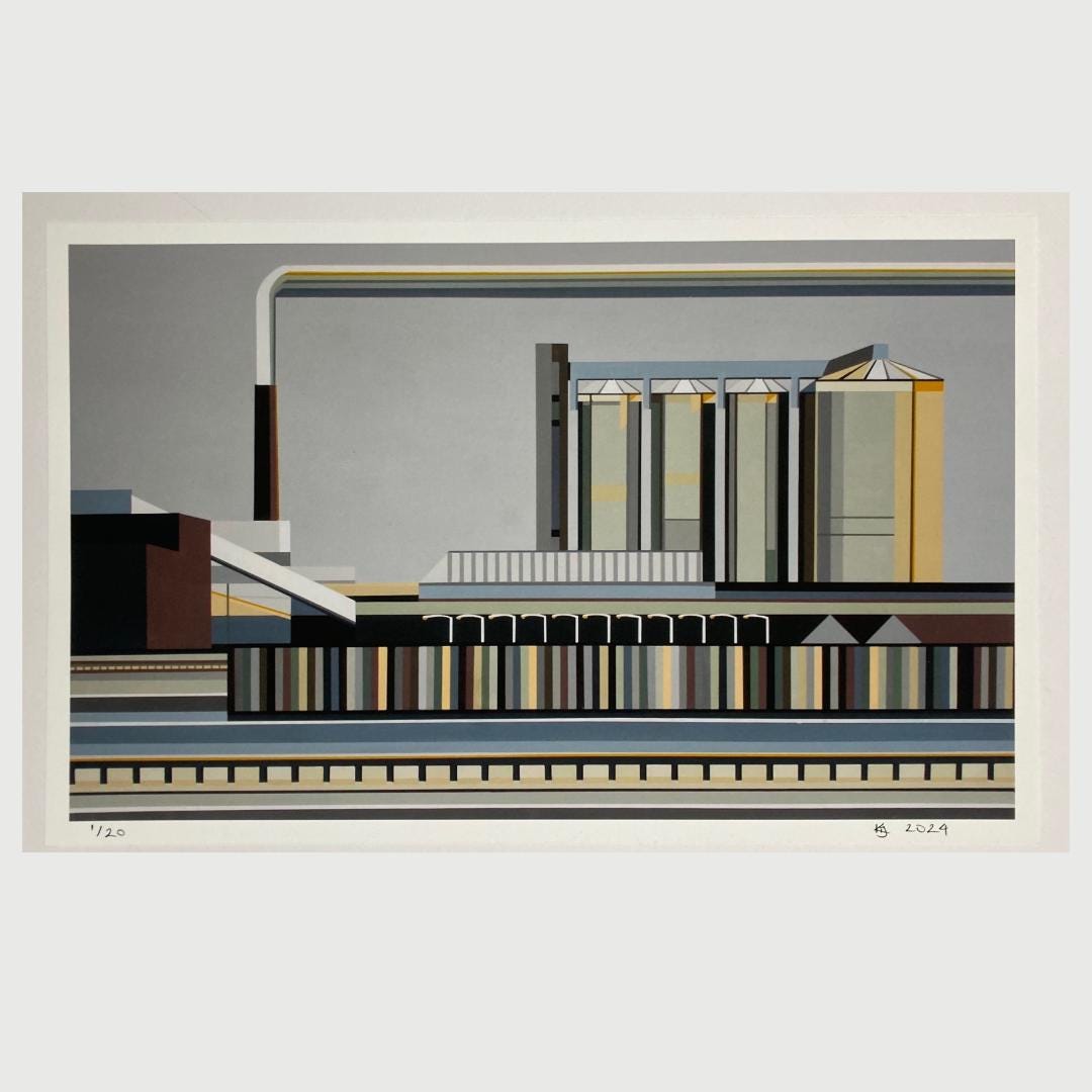 Sugar Beet Factory Grey Fine Art Giclee Print