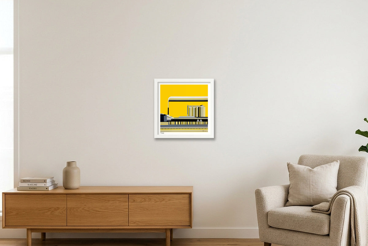 Home Yellow signed — 30×30cm, 12×12" White Frame