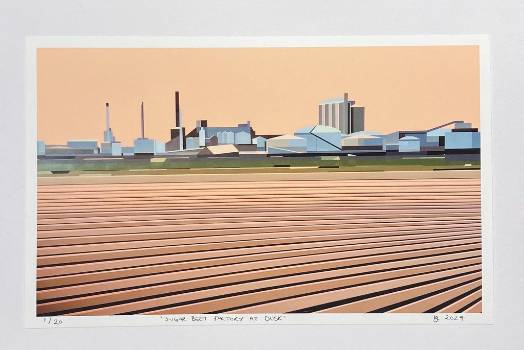 Sugar Beet Factory At Dusk Fine Art Giclee Print