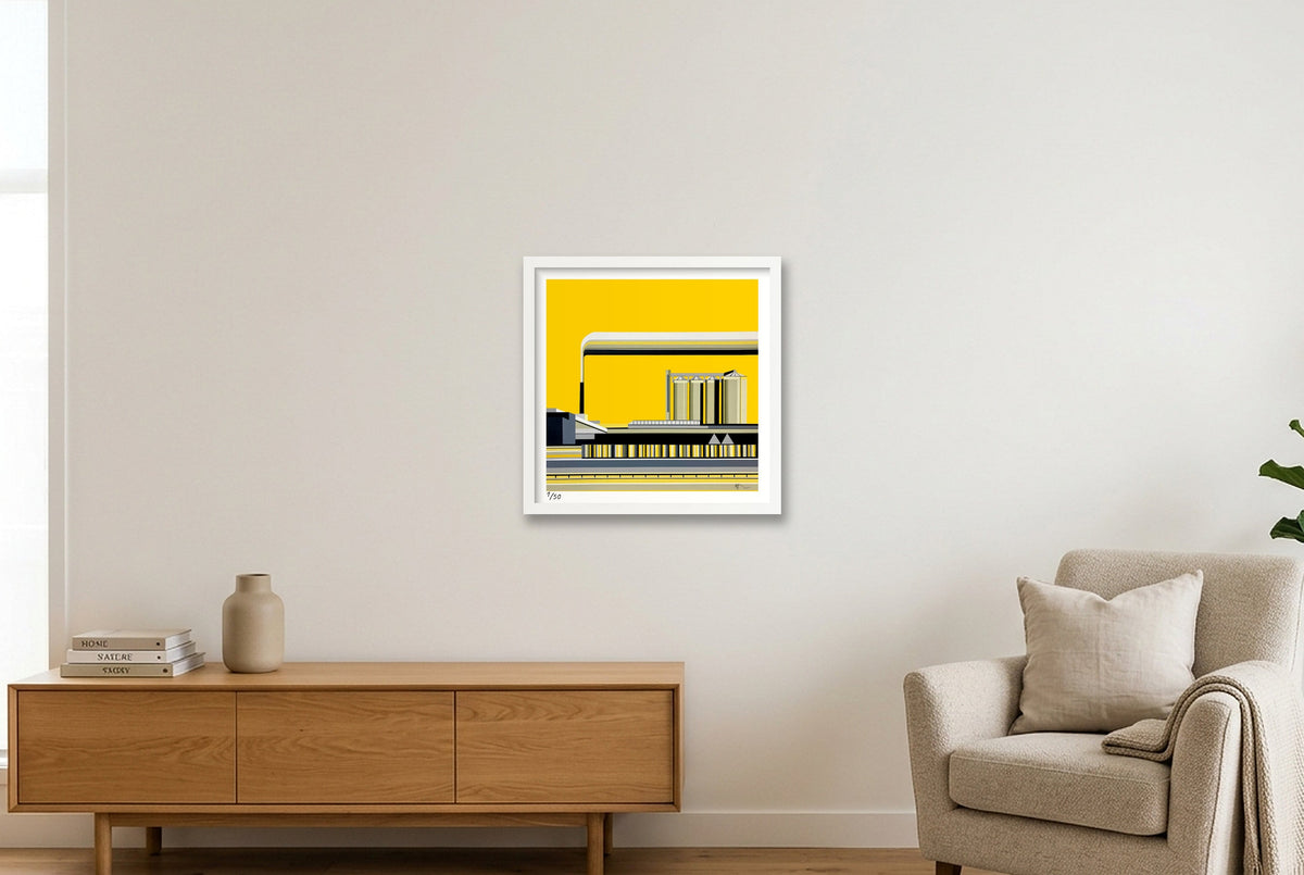 Home Yellow signed — 40×40cm, 16×16" White Frame