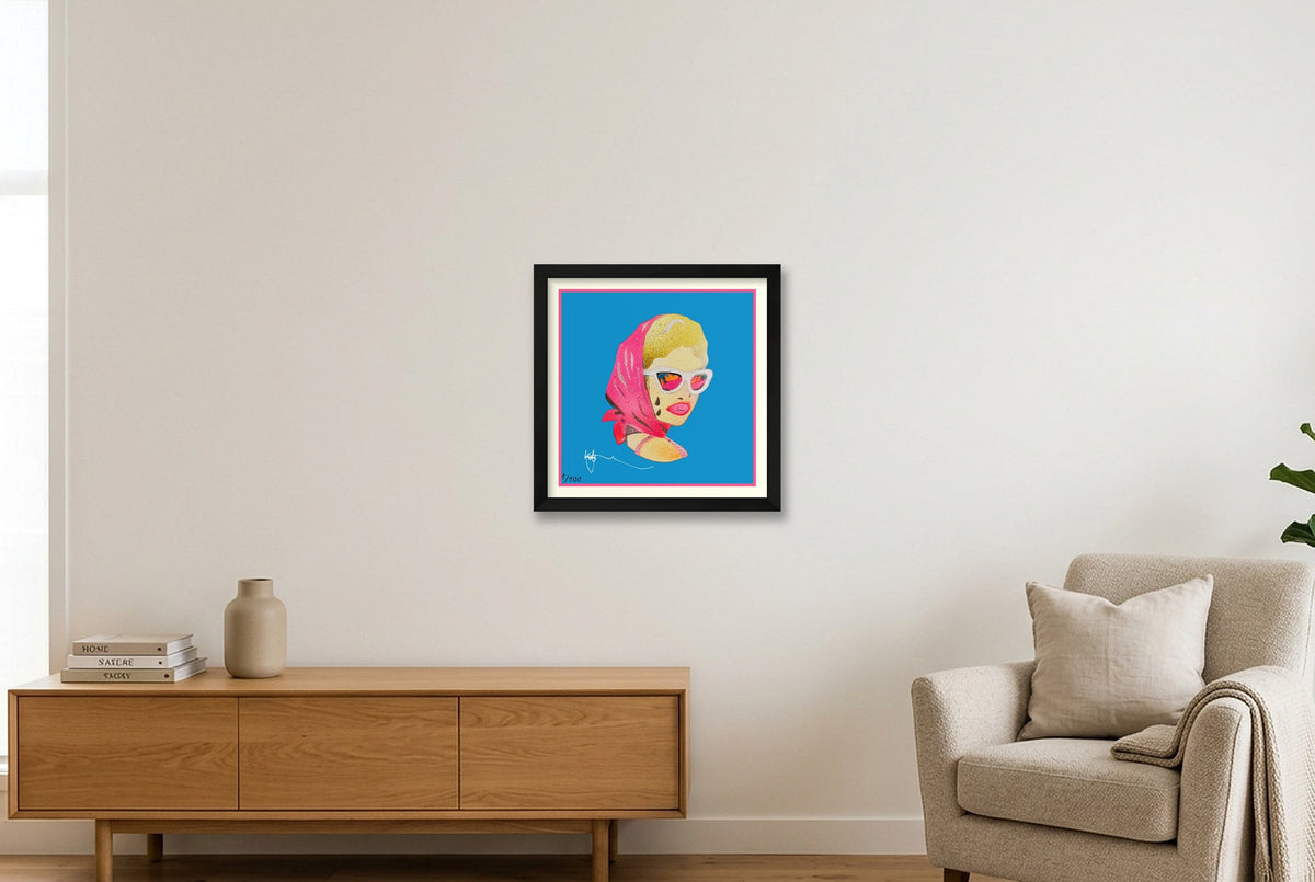 Blue Roadgirl — 30×30cm, 12×12" Black Frame