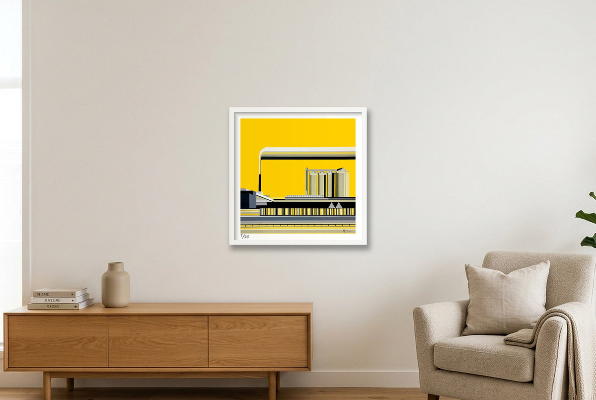 Home Yellow signed — 50×50cm, 20×20" White Frame