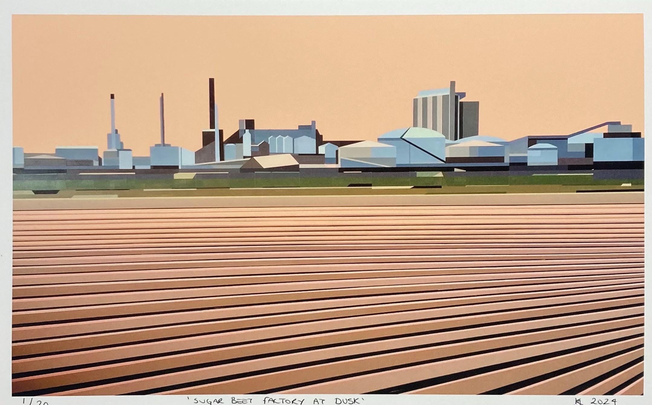 Sugar Beet Factory At Dusk Fine Art Giclee Print