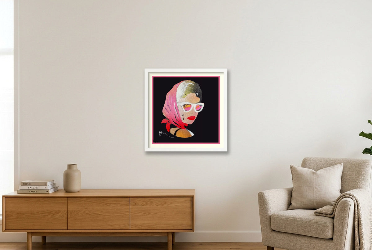 Roadgirl — 40×40cm, 16×16" White Frame