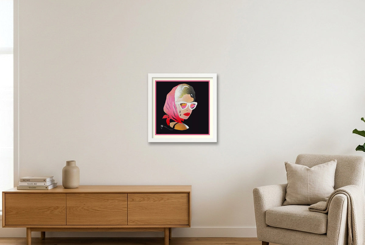 Roadgirl — 30×30cm, 12×12" White Frame