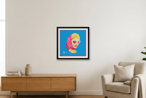 Blue Roadgirl — 40×40cm, 16×16" Black Frame