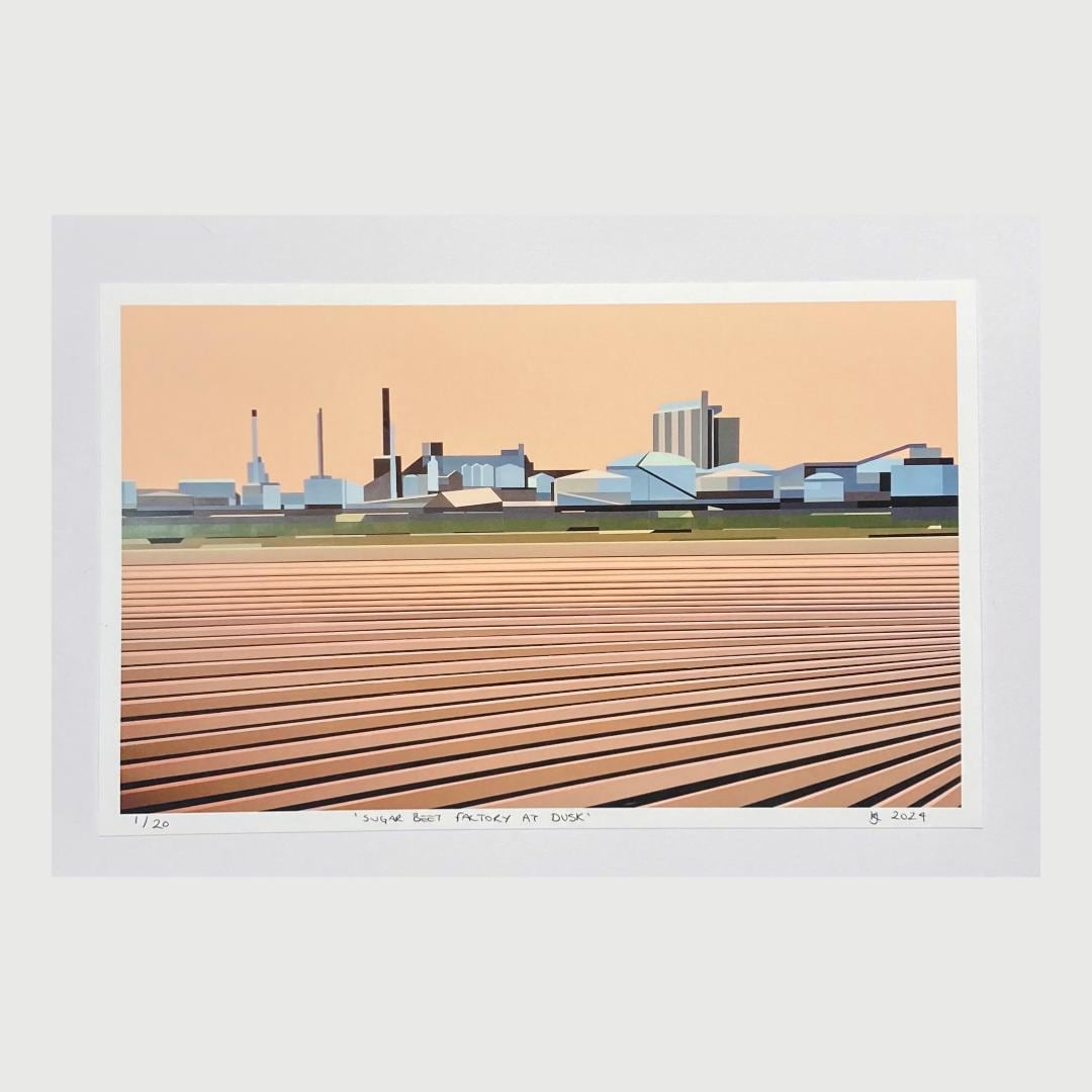 Sugar Beet Factory At Dusk Fine Art Giclee Print