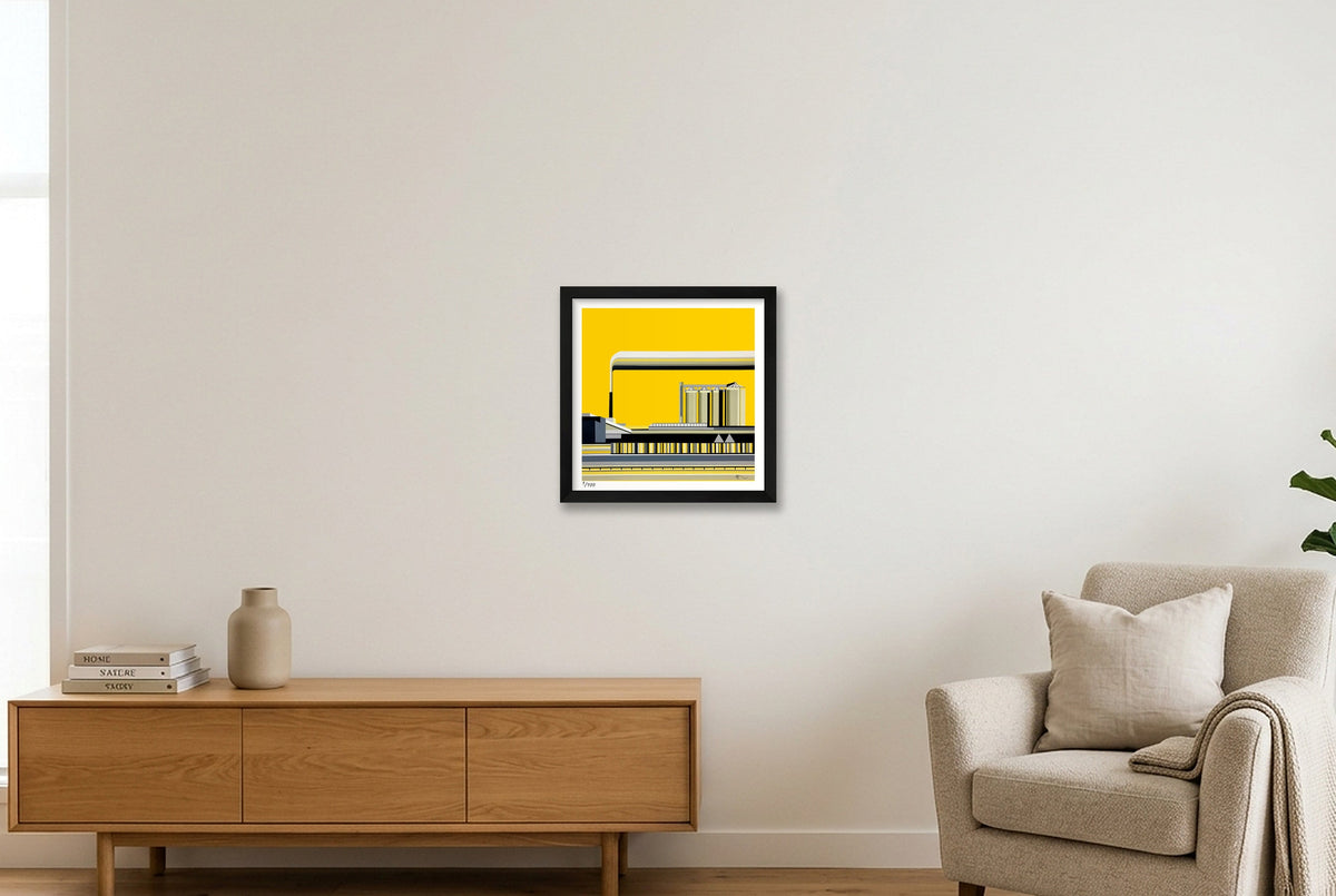 Home Yellow signed — 30×30cm, 12×12" Black Frame